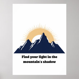 Minimalist Mountain & Sunburst Design Poster