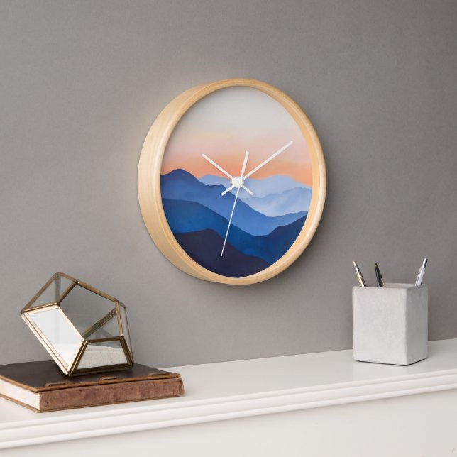 Minimalist Mountain Sunset Clock (Office)