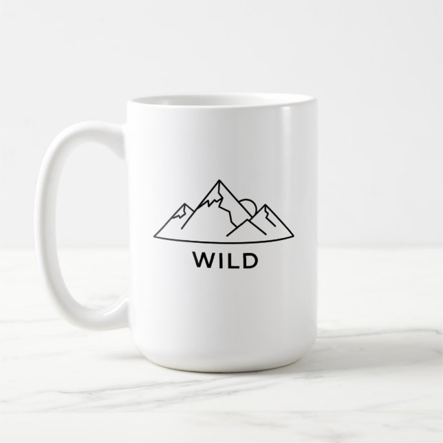 Minimalist Mountain WILD Adventure Coffee Mug (Left)