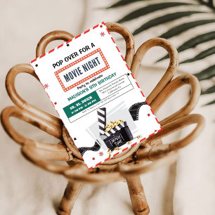 Minimalist Movie Night Birthday Party Invitation