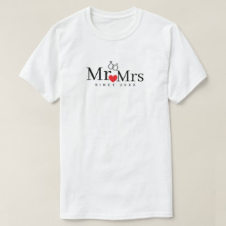 Minimalist Mr and Mrs Since Year Custom T-Shirt