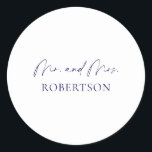 Minimalist Mr. & Mrs. Sticker – White Background<br><div class="desc">Celebrate love in style with this elegant "Mr. & Mrs." sticker, featuring a clean white background and deep navy typography. The minimalist and modern design makes it perfect for sealing wedding favour boxes, gift bags, or adding a refined detail to your event stationery. A simple yet meaningful touch for weddings,...</div>