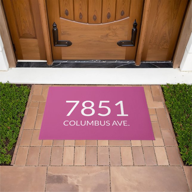Minimalist mulberry pink and white elegant  doormat (Outdoor)