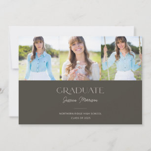 Minimalist Multi Photo Collage Graduation Party Invitation
