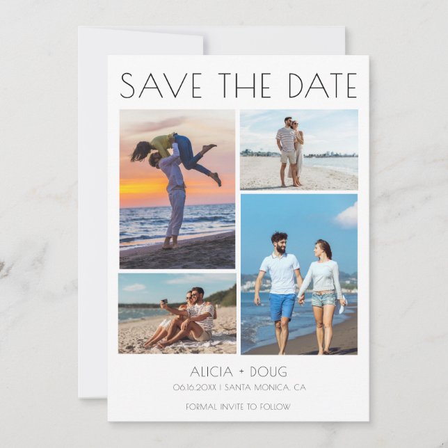 Minimalist Multi-photo Wedding Save the Date (Front)