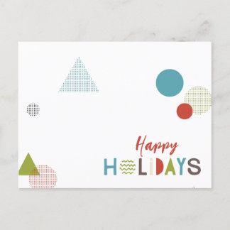 Minimalist Multicolor Geometric Happy Holidays Postcard