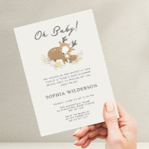 Minimalist Mum and Baby deer Baby Shower