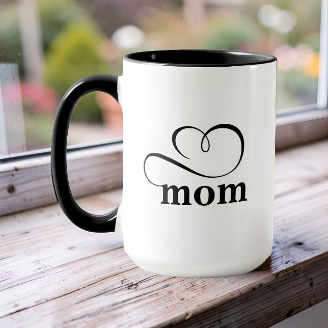 Minimalist Mum Heart Calligraphy Custom Mug (Creator Uploaded)