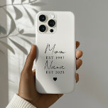 Minimalist Mum Nana EST Year Personalised iPhone 16 Pro Case<br><div class="desc">Celebrate every chapter of motherhood with this elegant minimalist iPhone case featuring custom "Mum" and "Nana" titles along with meaningful established years. A perfect gift for moms, grandmothers, or moms-to-be, this sleek phone case combines sentimental value with stylish protection. Ideal for birthdays, Mother's Day, baby announcements, or just because! Customisable...</div>