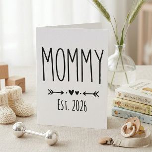 Minimalist Mummy Est Year Modern Lettering Design Card