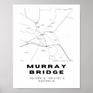 Minimalist Murray Bridge Map with Coordinates Poster