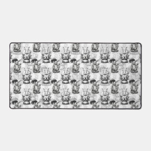 Minimalist Mushroom Rabbit Pattern Design Desk Mat