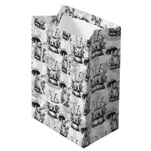 Minimalist Mushroom Rabbit Pattern Design  Medium Gift Bag