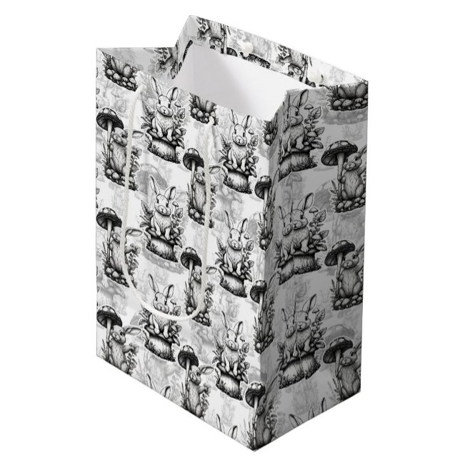 Minimalist Mushroom Rabbit Pattern Design  Medium Gift Bag (Creator Uploaded)