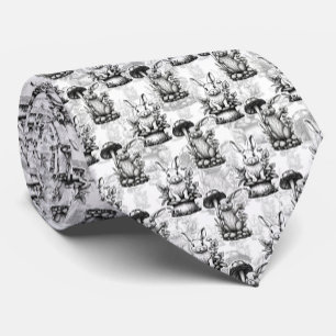 Minimalist Mushroom Rabbit Pattern Design  Tie