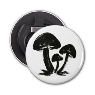 Minimalist Mushrooms – Ink Brush Forest Trio on Bottle Opener