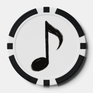 Minimalist Musical Note – Ink Brush Style on Poker Chips