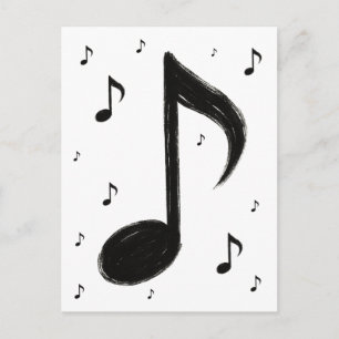 Minimalist Musical Note – Ink Brush Style on  Postcard