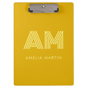 Minimalist Mustard Yellow Monogram Clipboard