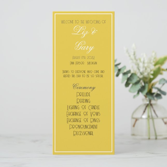 Minimalist Mustard Yellow Program (Standing Front)