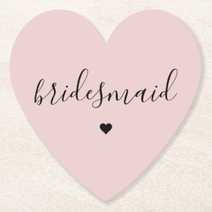 Minimalist Muted Blush Pink Bridesmaid Gifts Paper Coaster