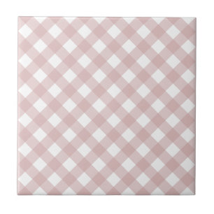Minimalist Muted Pink Shade Plaid Pattern Ceramic Tile