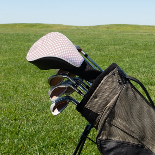 Minimalist Muted Pink Shade Plaid Pattern Golf Head Cover (In Situ)