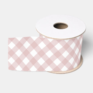 Minimalist Muted Pink Shade Plaid Pattern Grosgrain Ribbon