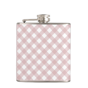 Minimalist Muted Pink Shade Plaid Pattern Hip Flask