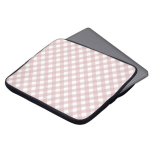 Minimalist Muted Pink Shade Plaid Pattern Laptop Sleeve