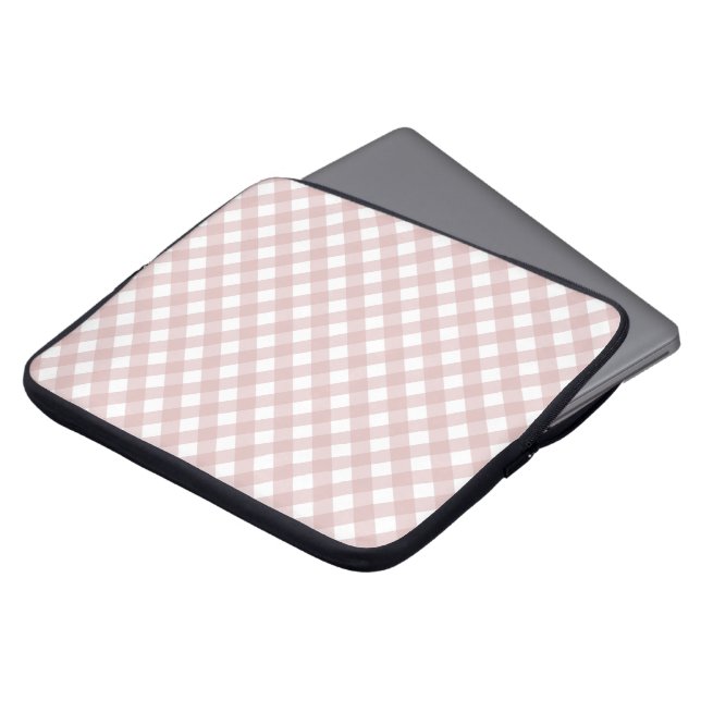 Minimalist Muted Pink Shade Plaid Pattern Laptop Sleeve (Front Top)
