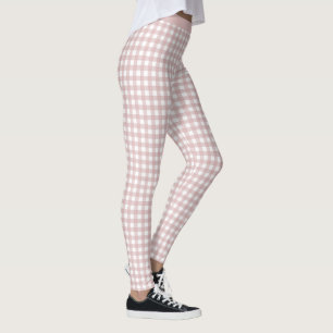 Minimalist Muted Pink Shade Plaid Pattern Leggings