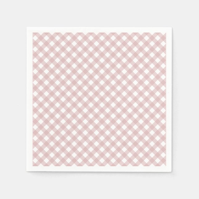 Minimalist Muted Pink Shade Plaid Pattern Napkin (Front)
