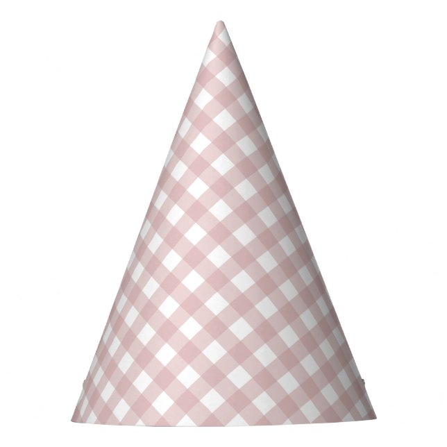 Minimalist Muted Pink Shade Plaid Pattern Party Hat (Front)