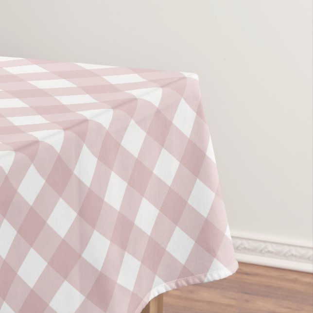 Minimalist Muted Pink Shade Plaid Pattern Tablecloth (In Situ)