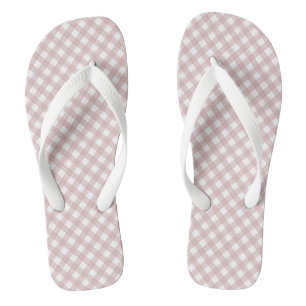 Minimalist Muted Pink Shade Plaid Pattern Thongs