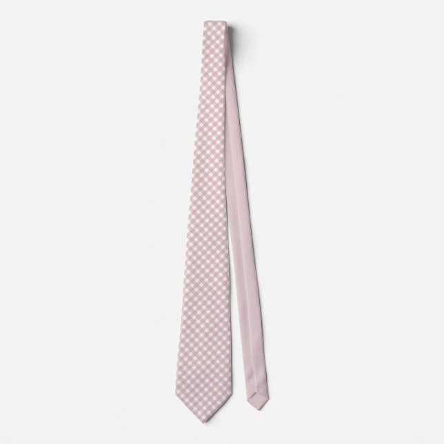 Minimalist Muted Pink Shade Plaid Pattern Tie (Front)