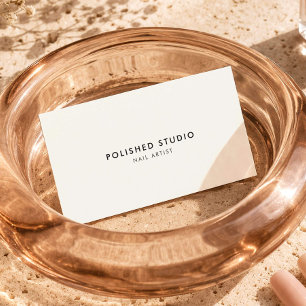 Minimalist Nail Artist Technician Luxe Ivory Business Card
