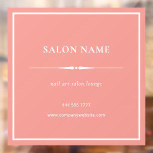 Minimalist Nail Hair Salon Name White on Pink