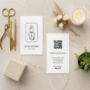Minimalist Nail Technician Card with QR Code