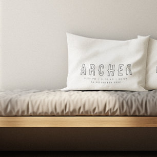 Minimalist Name Birth Stats Decorative Cushion