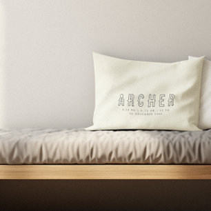 Minimalist Name Birth Stats Decorative Cushion