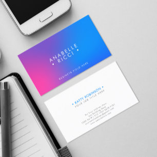 Minimalist Name Colorful Background Pink Blue Business Card