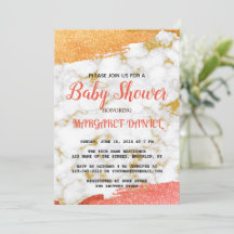 Minimalist Name Customise White Marble Baby Shower