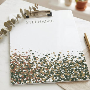 Minimalist Name Earth Tone Confetti Clipboard