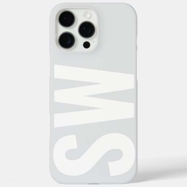 Minimalist Name Initial Grey White Custom Monogram Case-Mate iPhone Case (Back)