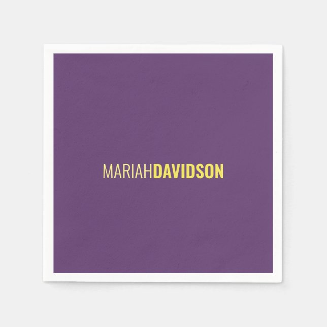 Minimalist Name Professional Indigo & Yellow Napkin (Front)