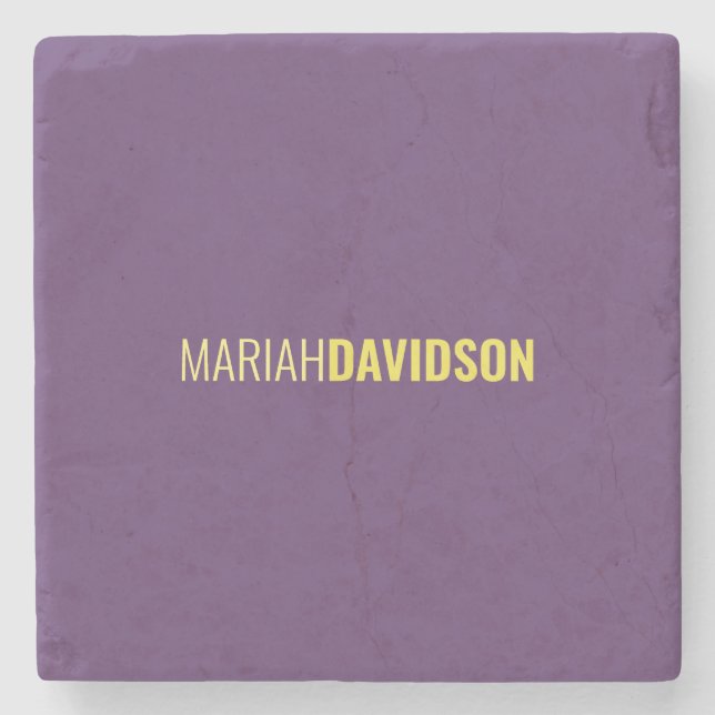 Minimalist Name Professional Indigo & Yellow Stone Coaster (Front)