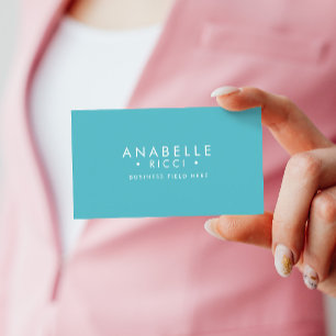 Minimalist Name Sans Serif Font Type Blue Business Card