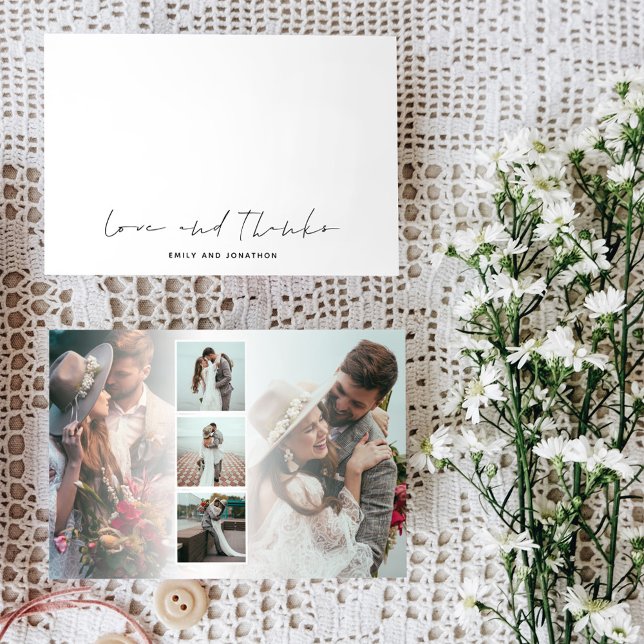 Minimalist Name Script Photo Wedding Love Thanks Card (Creator Uploaded)